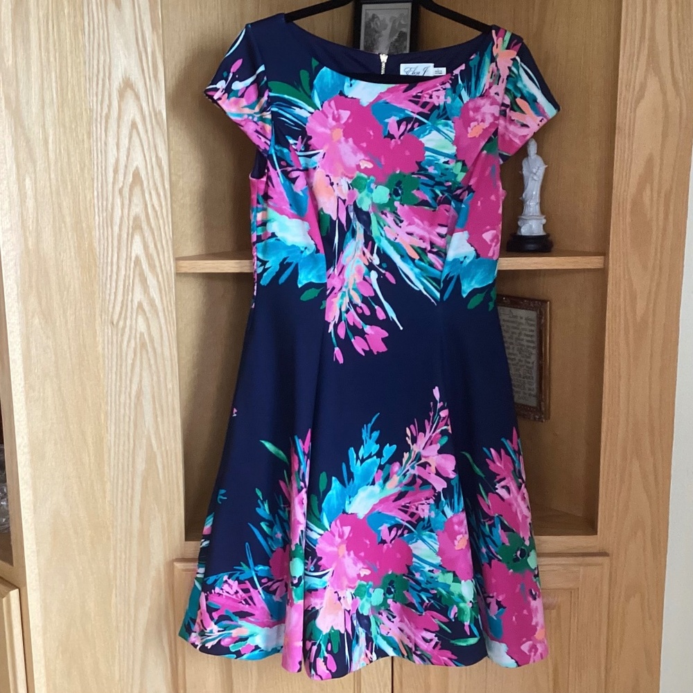 Eliza J. Floral Print Fit And Flare Dress